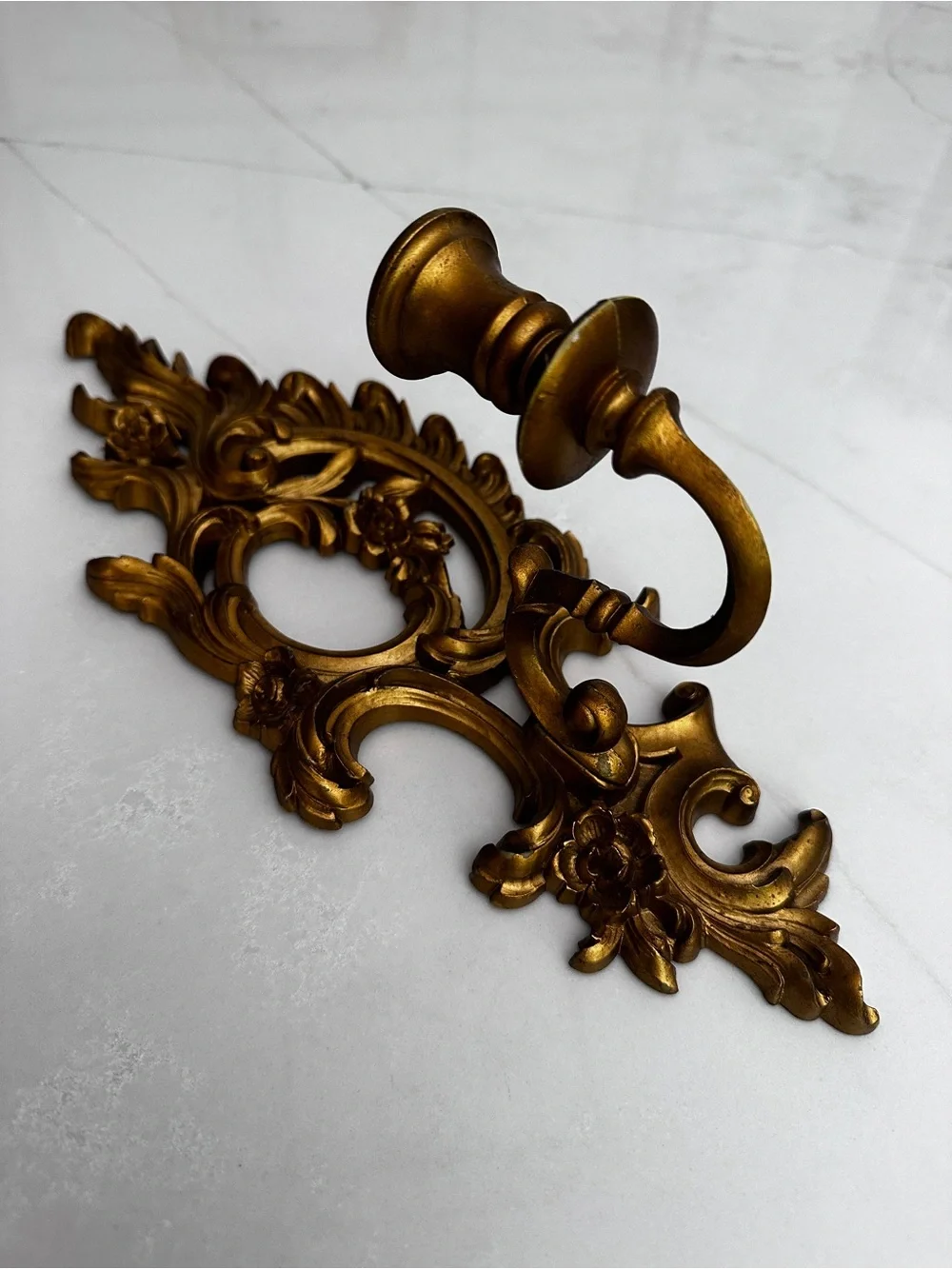 Vintage Ornate Gold Syroco Wall Sconces Hollywood Regency Wall Decor